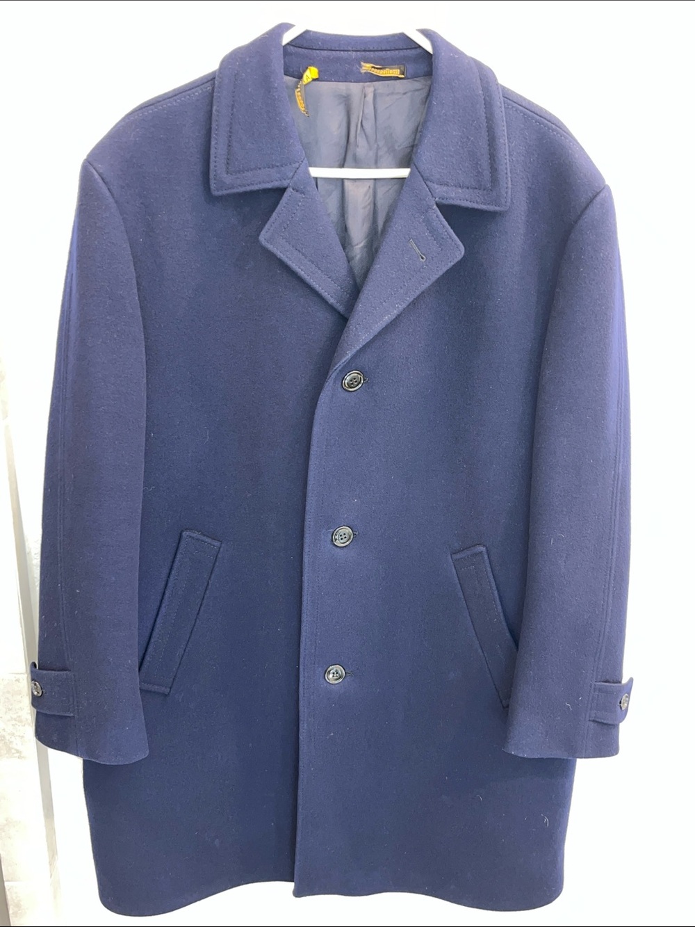 Vintage 1970s Classic Navy Wool Peacoat - Overcoat, Preppy-READ